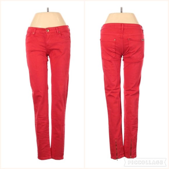 Leara Woman Red Slim Fit Skinny Jeans Size 2 - Picture 1 of 6